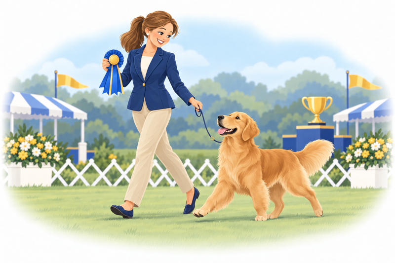 An owner gaiting their own dog around the show ring
