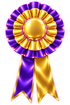 Purple and gold rosette