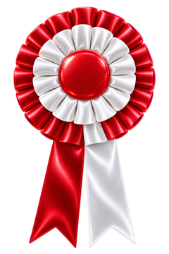 Red and white rosette